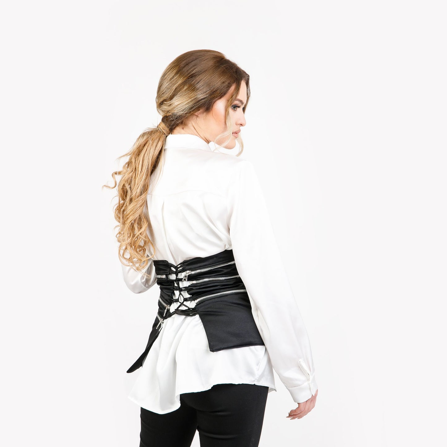 Corset cu fermoare - negru
