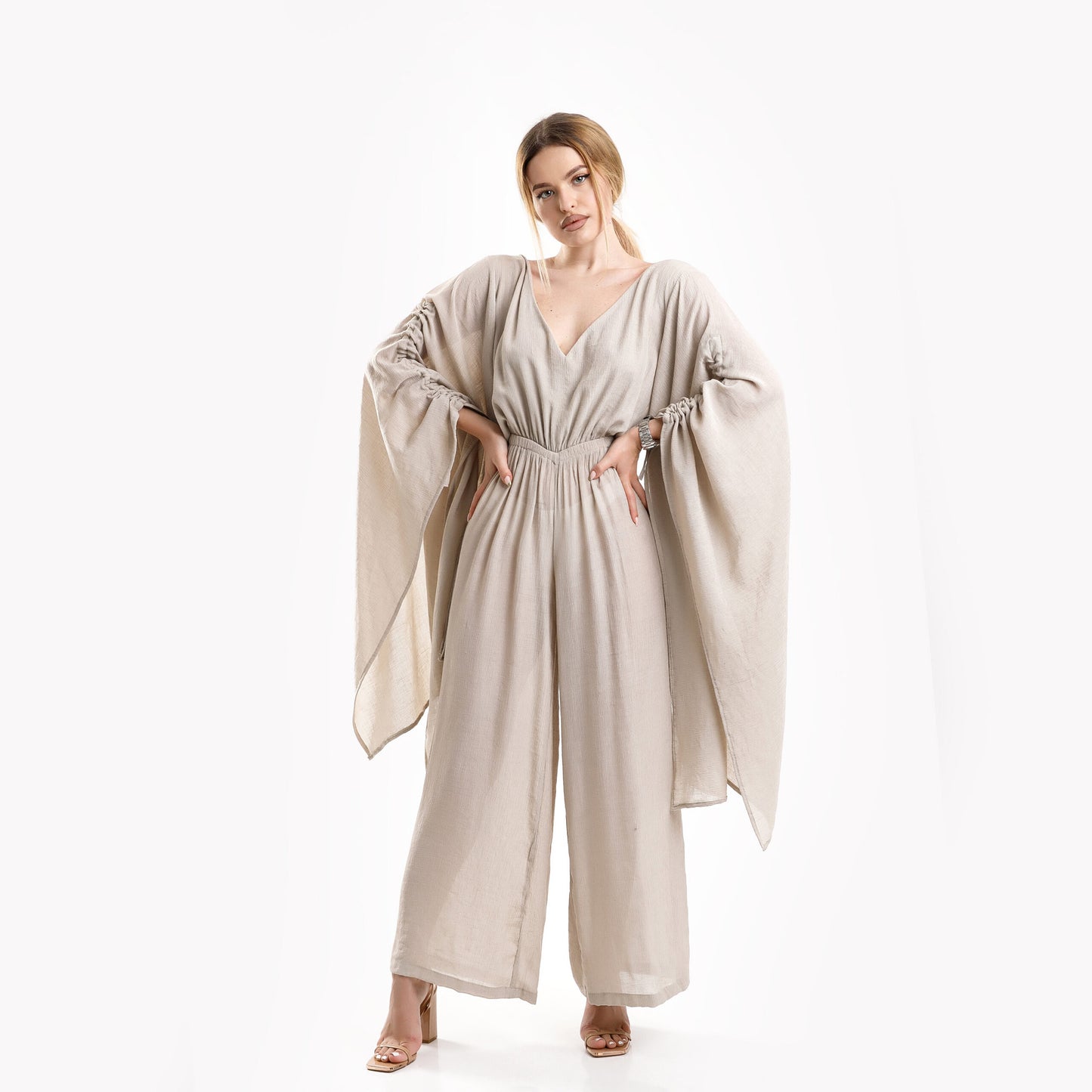 Salopeta din in cu spatele gol - off white