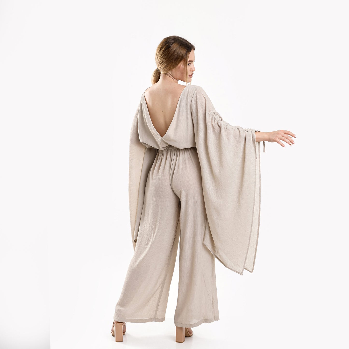 Salopeta din in cu spatele gol - off white