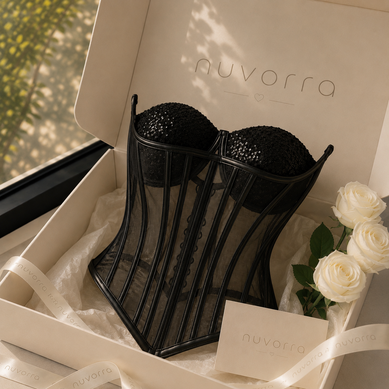 Corset cu piele și paiete – negru