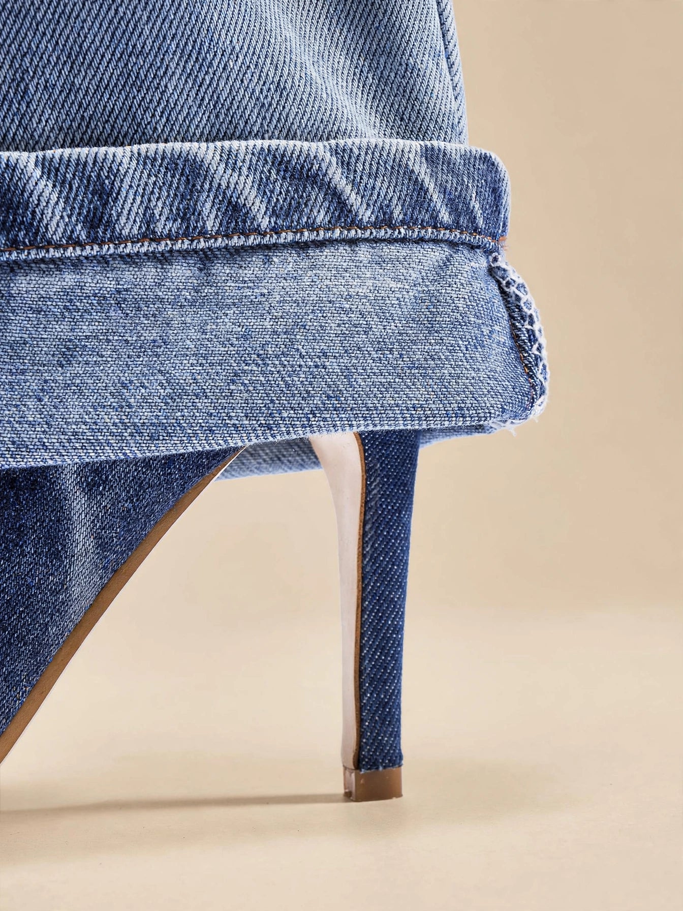 CARGO cizme cu toc - denim deschis