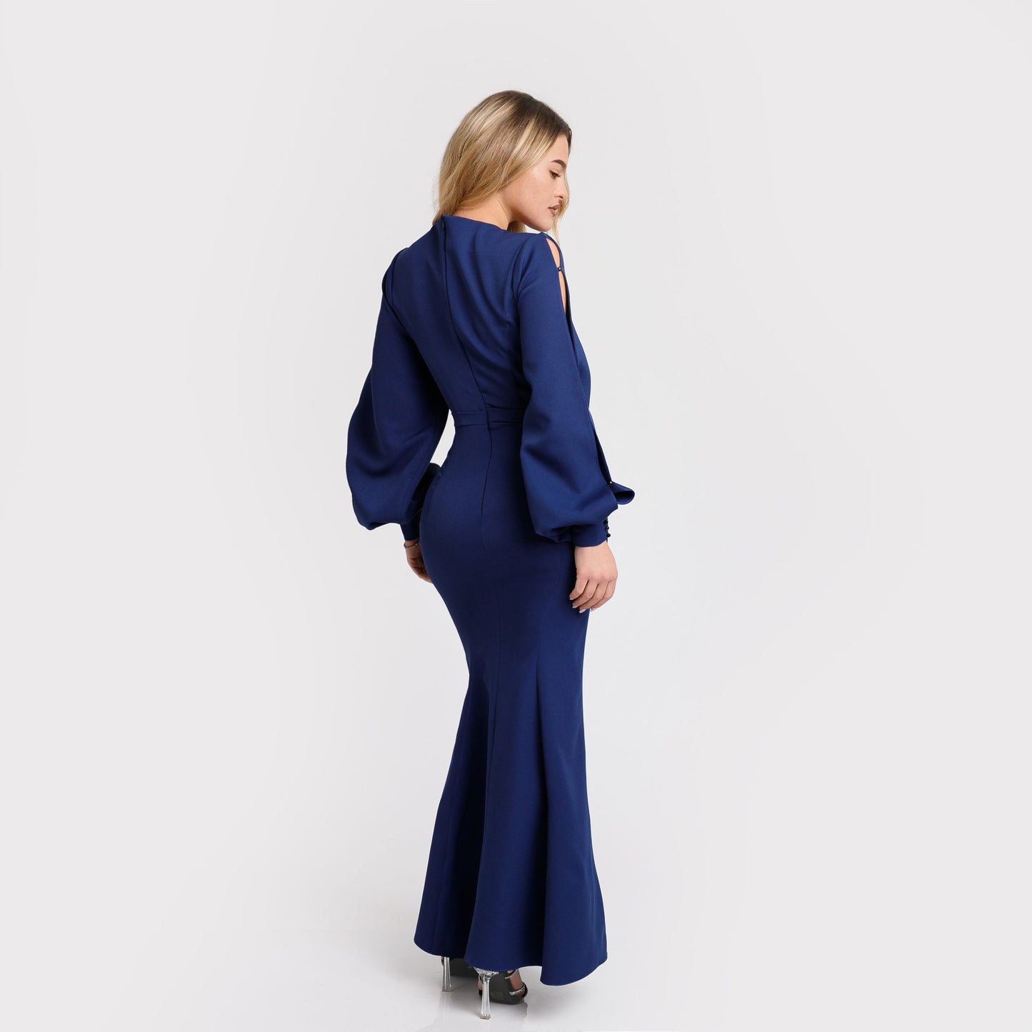 Rochie lunga eleganta tip sirena - albastra