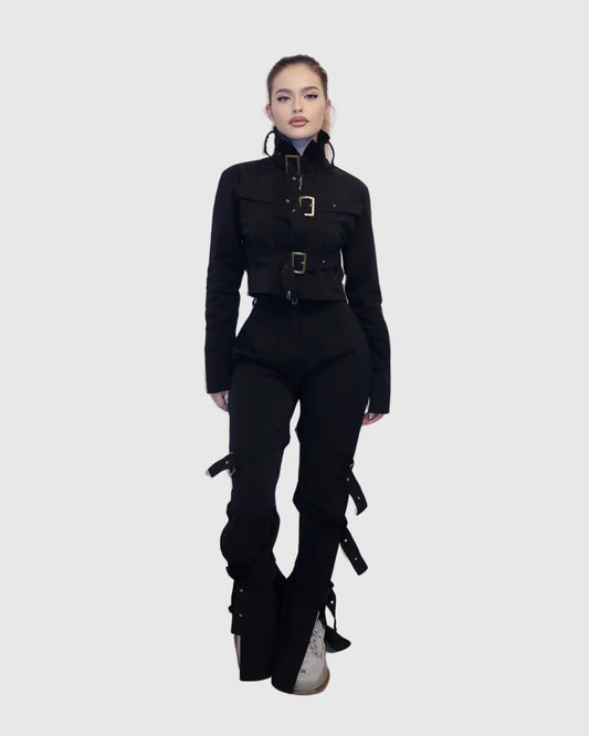 Compleu din 2 piese, geaca și pantaloni – negru
