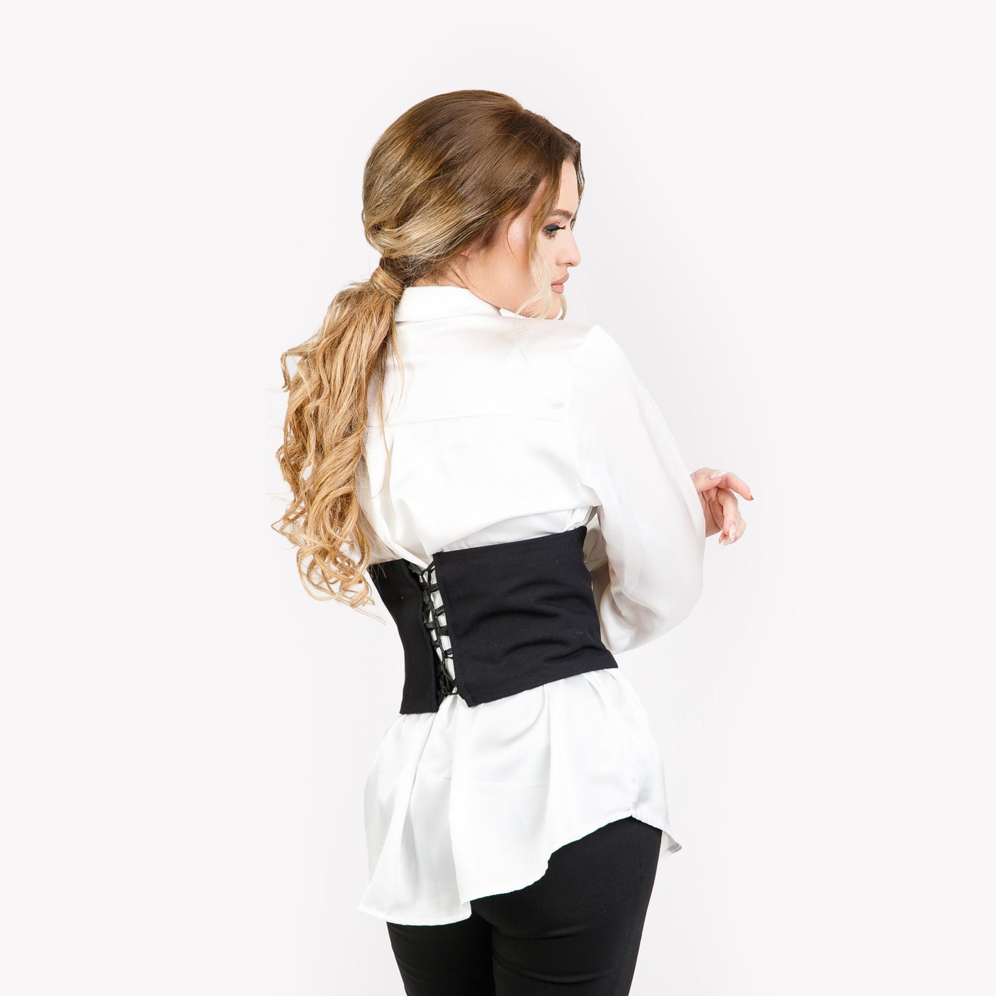 Corset cu aplicatii multicolore - negru