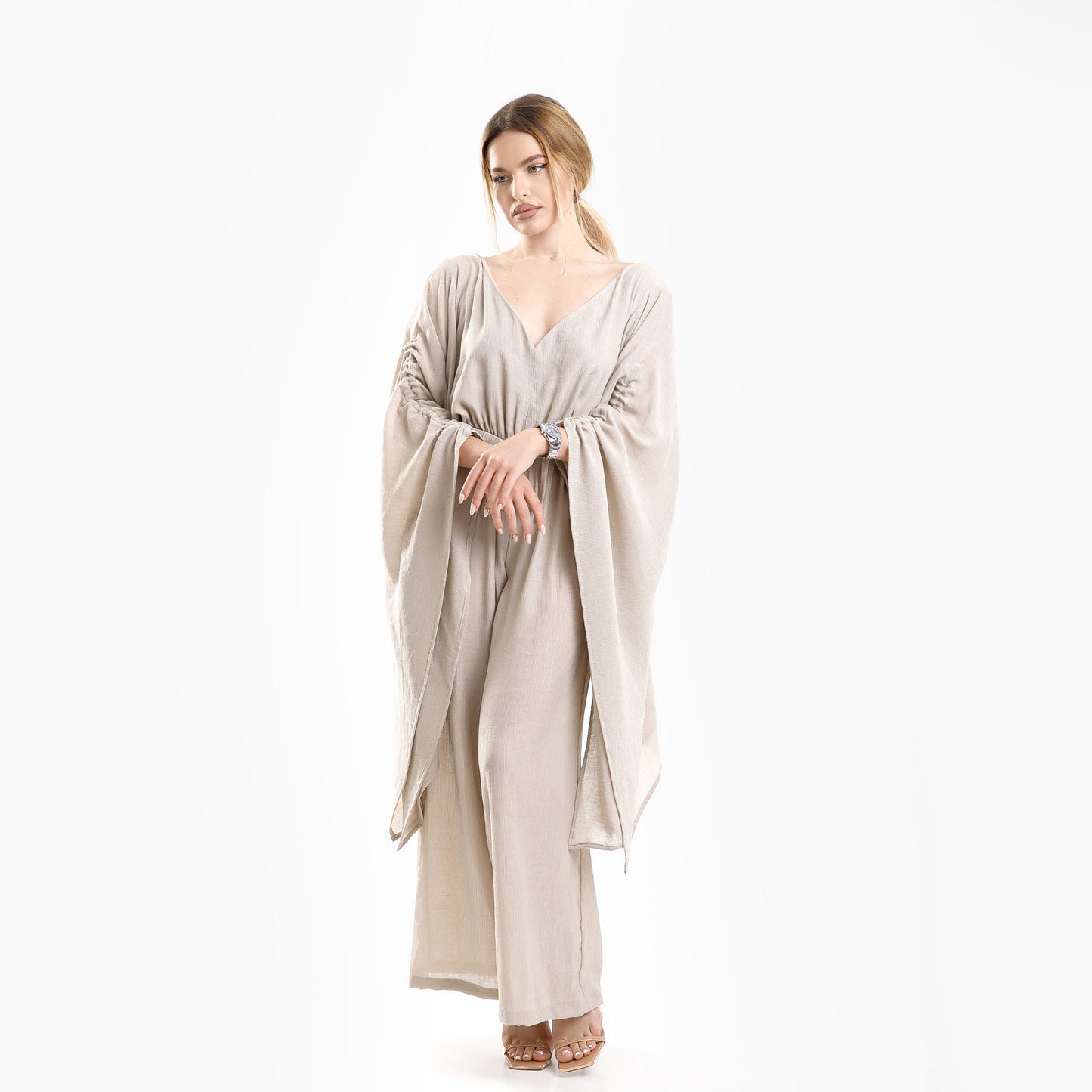 Salopeta din in cu spatele gol - off white
