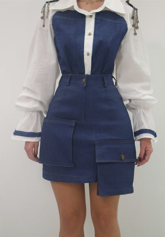 Fustă cu buzunare din denim
