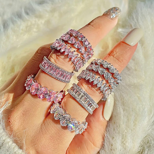 Inel din argint cu pietre mici roz - Pinky Blush
