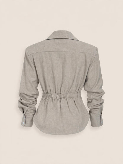 Cămașa elastică în talie - khaki