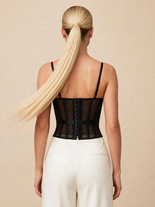 Top corset cu balene - negru