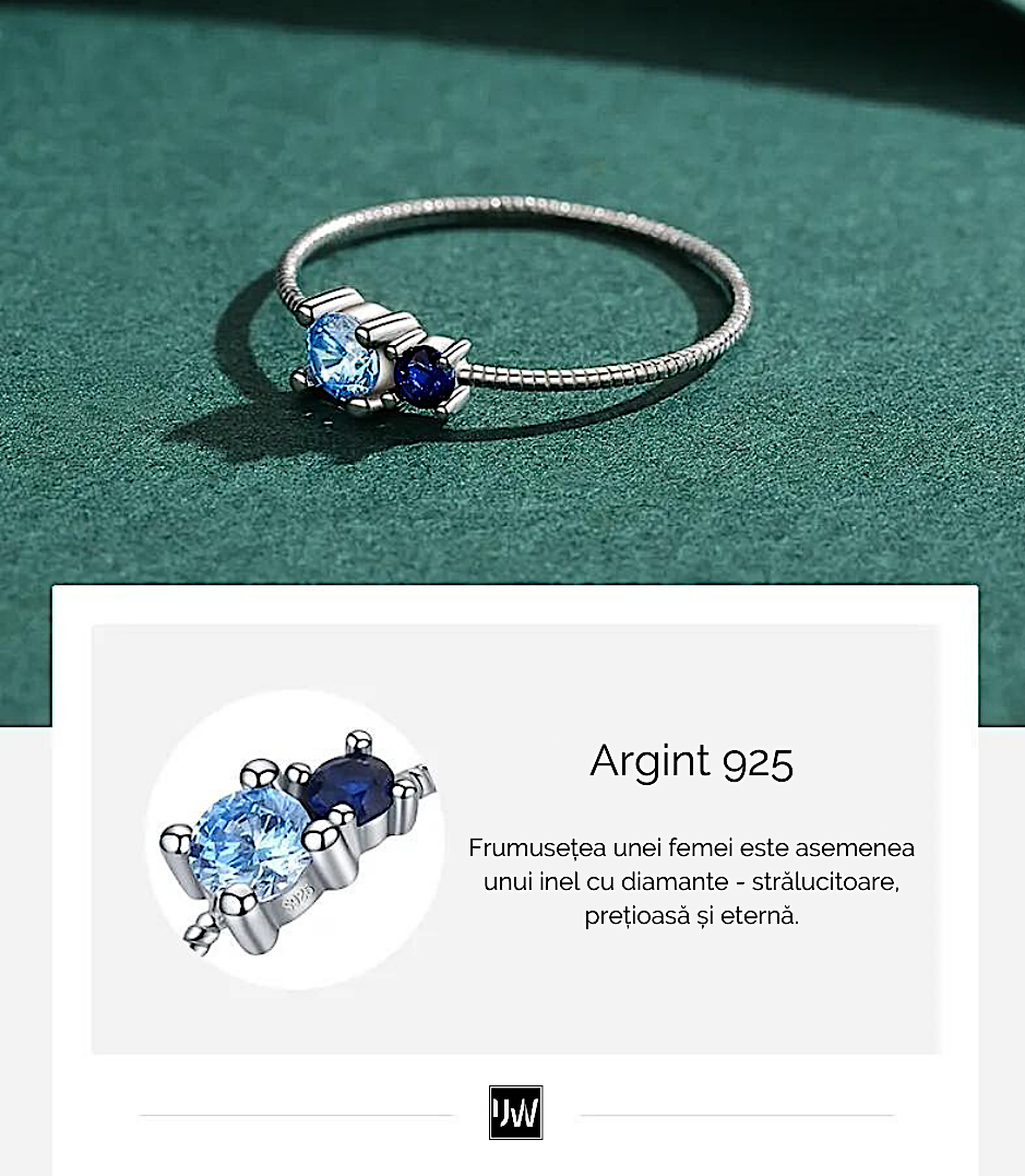 Inel din argint cu pietre mici albastre - Royal Blue Aura