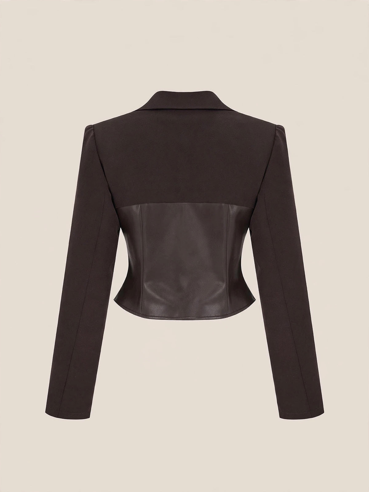 Sacou corset cu insert piele ecologică și închidere cu clipsuri metalice - maro