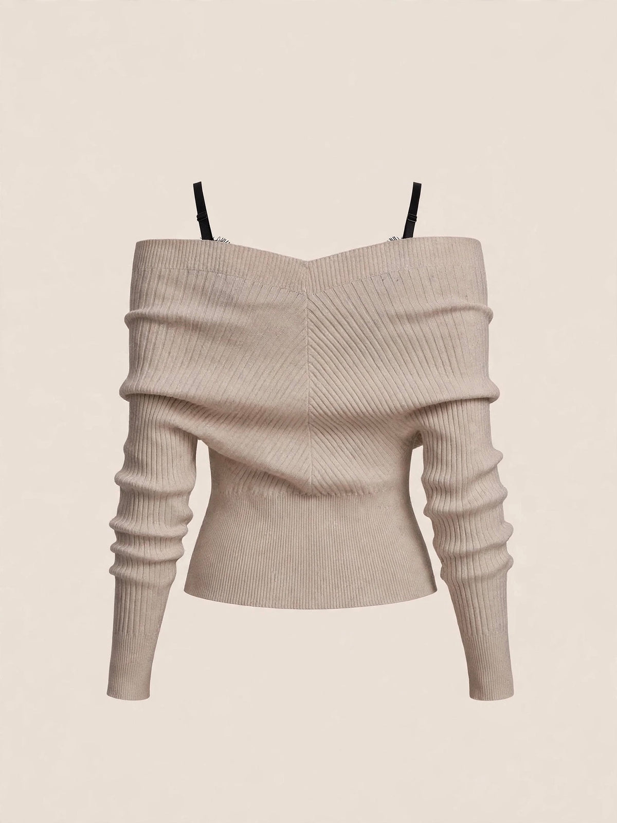 Compleu din 2 piese, bluza și pantaloni maro din piele cu dantelă - crem/maro