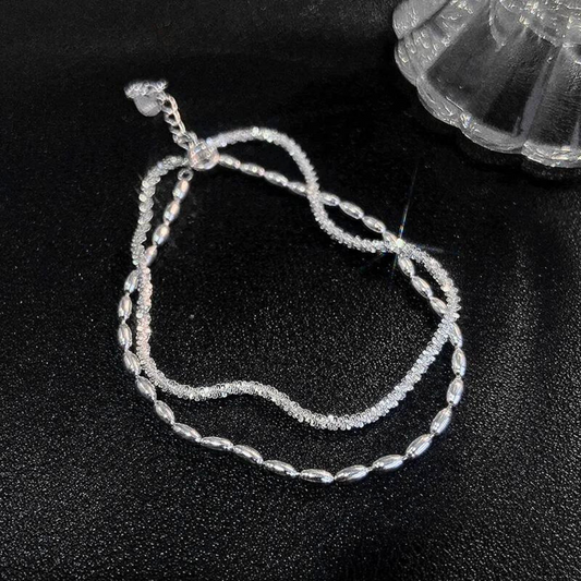 Bratara din argint 2 straturi cu perle - Silver Pearl Duo Bracelet