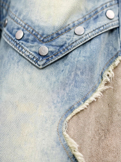 Compleu din 2 piese, corset și pantaloni denim - crem