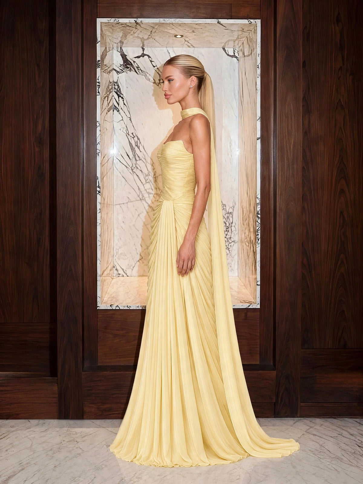 Rochie LUMINA - Lemon Silk Draped