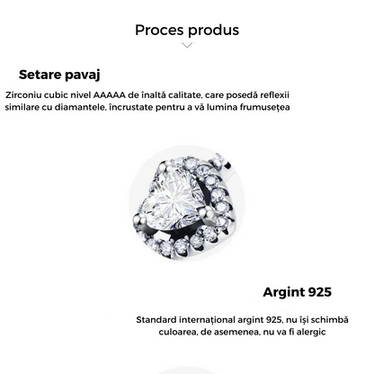 Inel din argint cu piatra în formă de inimă - Heart's Embrace