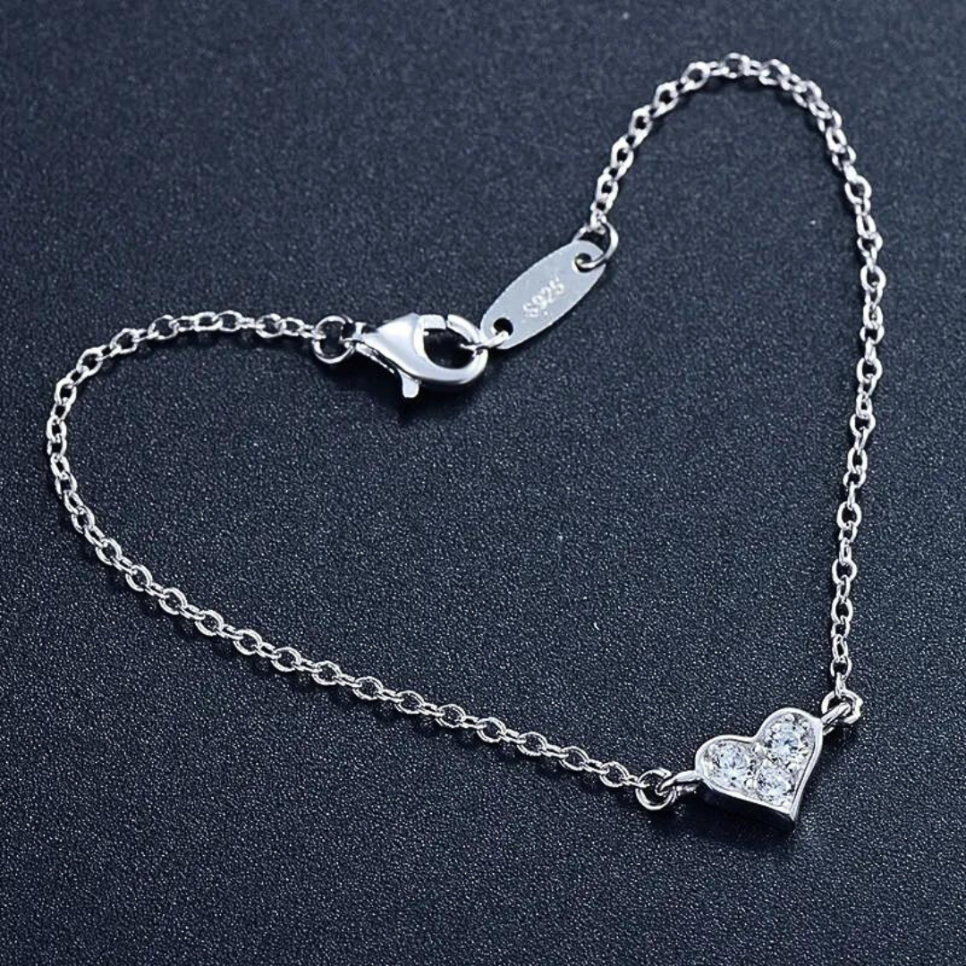 Bratara din argint în forma de inima - Petite Diamond Heart Silver Bracelet