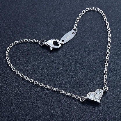 Bratara din argint în forma de inima - Petite Diamond Heart Silver Bracelet