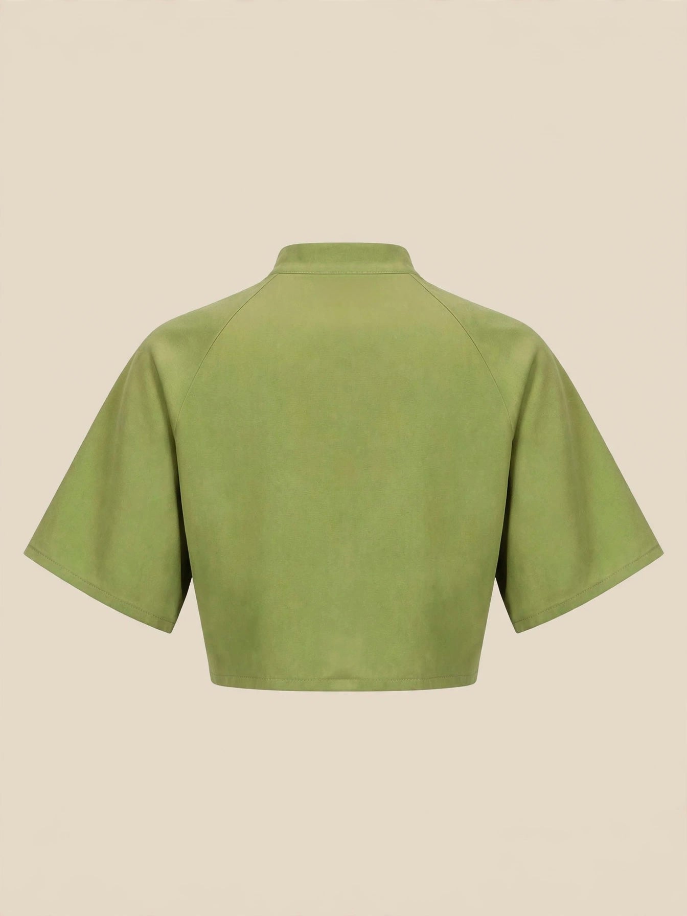 Tricou crop top accesorii metalice - verde
