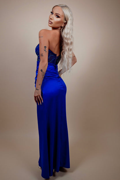 Rochie din 2 piese: corset si fusta longa - albastru regal