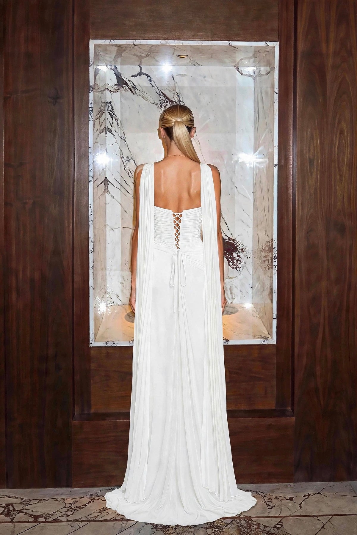 Rochie LUMINA - White Silk Draped
