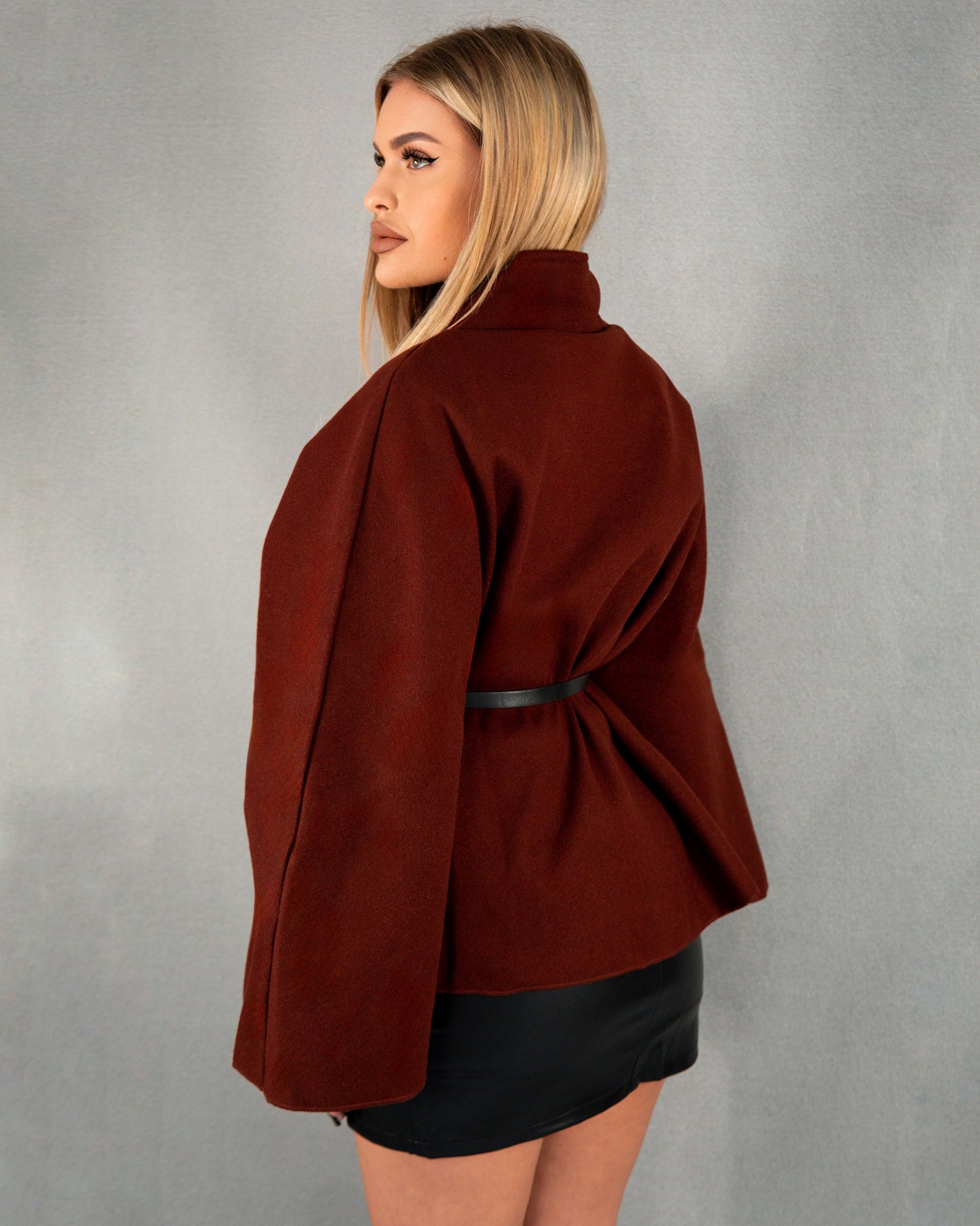 Trench reglabil și curea - vișiniu