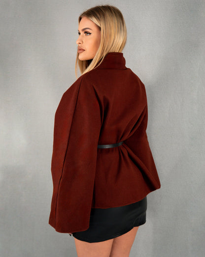 Trench reglabil și curea - vișiniu