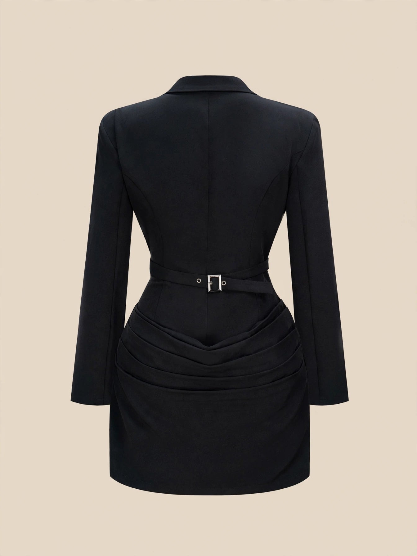 Rochie mini cu maneca lungă și corset reglabil în talie - negru