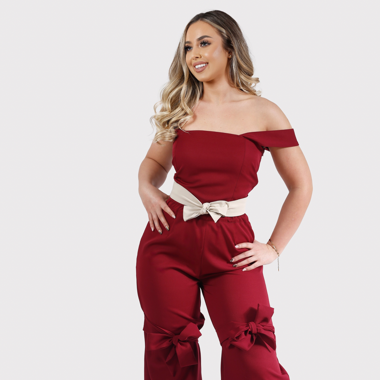 Compleu funde din 2 piese, top și pantaloni - visiniu
