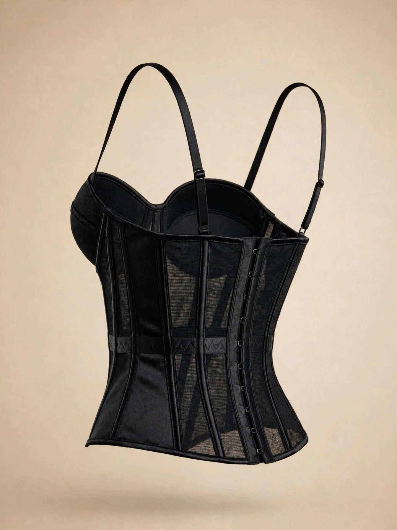 Top corset cu balene - negru