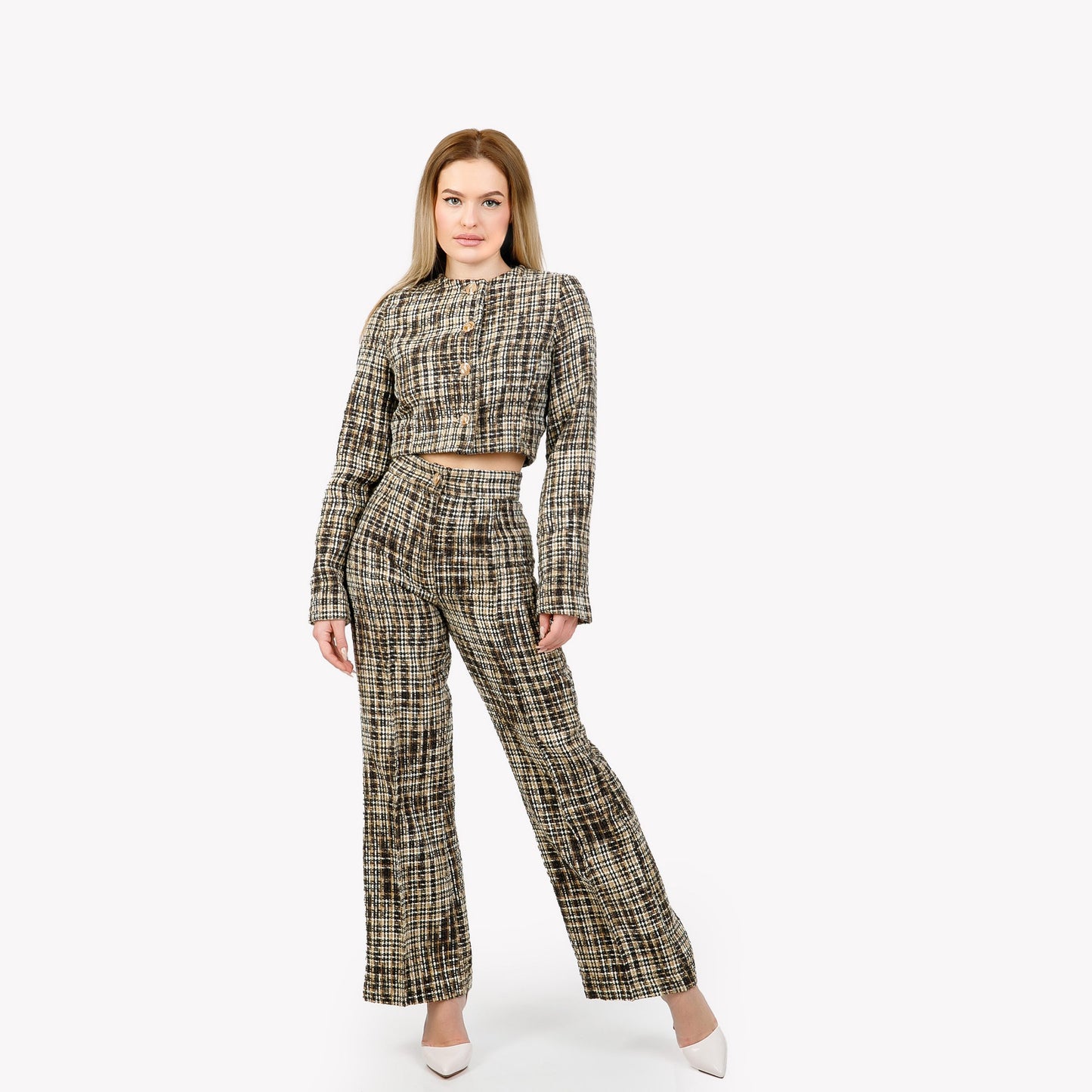 Compleu din 2 piese, sacou si pantaloni - maro