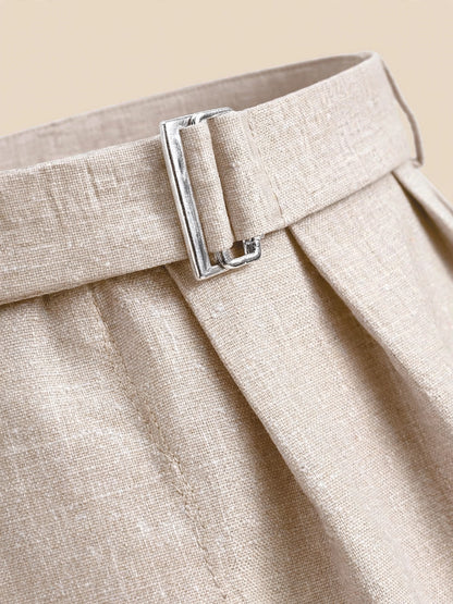 Pantaloni scurți cu talie înaltă - crem