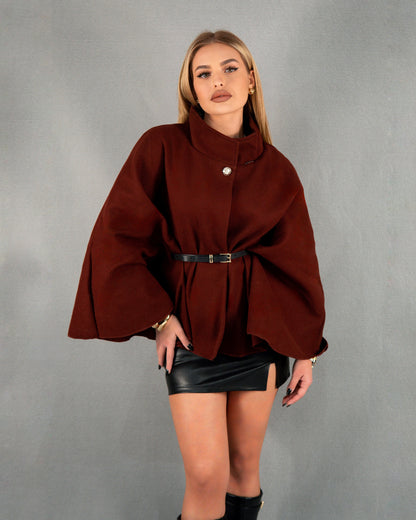 Trench reglabil și curea - vișiniu