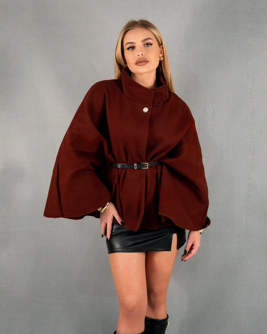 Trench reglabil și curea - vișiniu