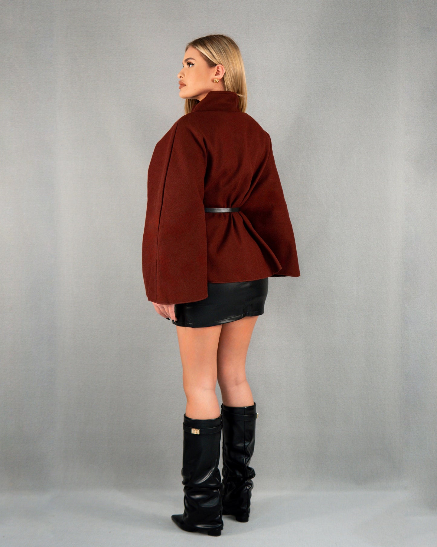 Trench reglabil și curea - vișiniu