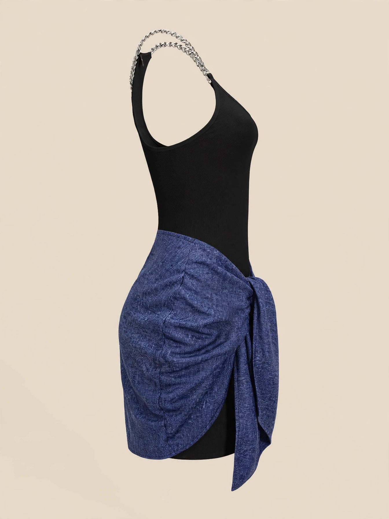 Rochie mini din denim - negru