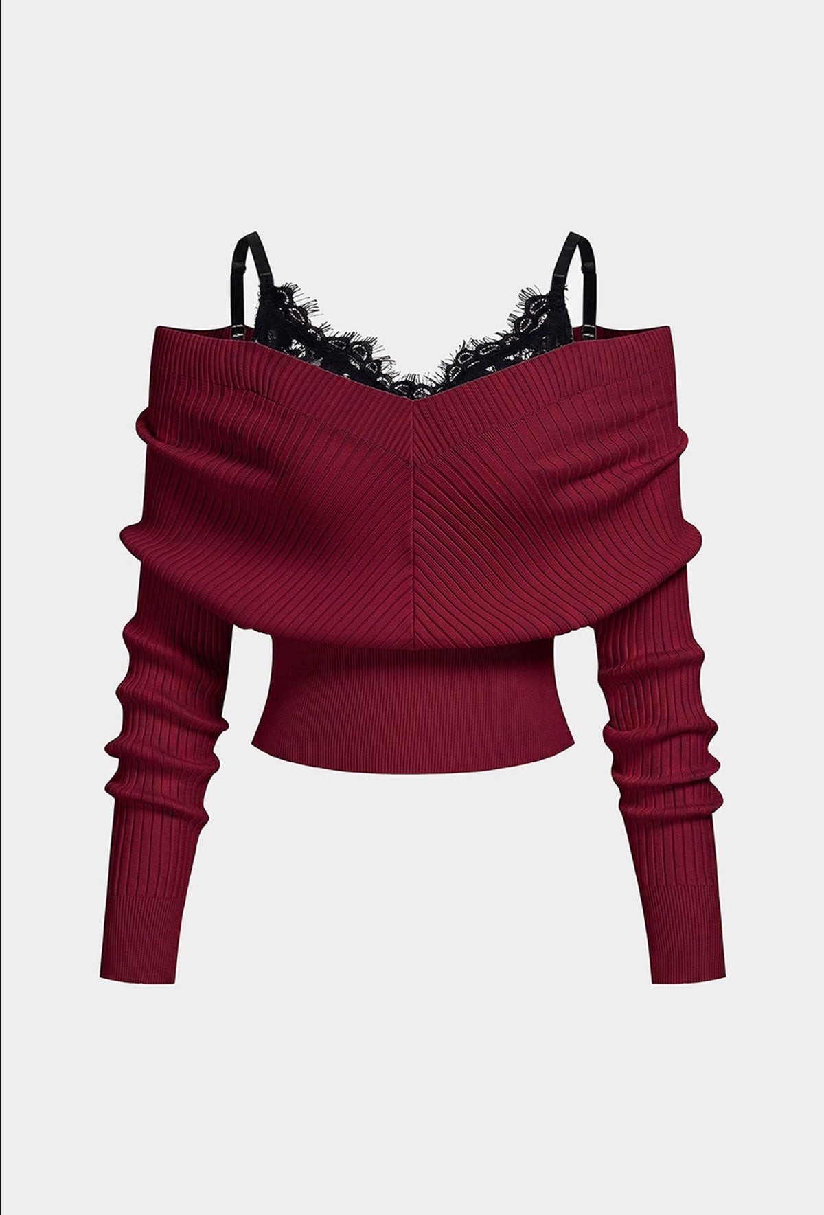 Compleu din 2 piese, bluza și pantaloni maro din piele cu dantelă - alb/maro