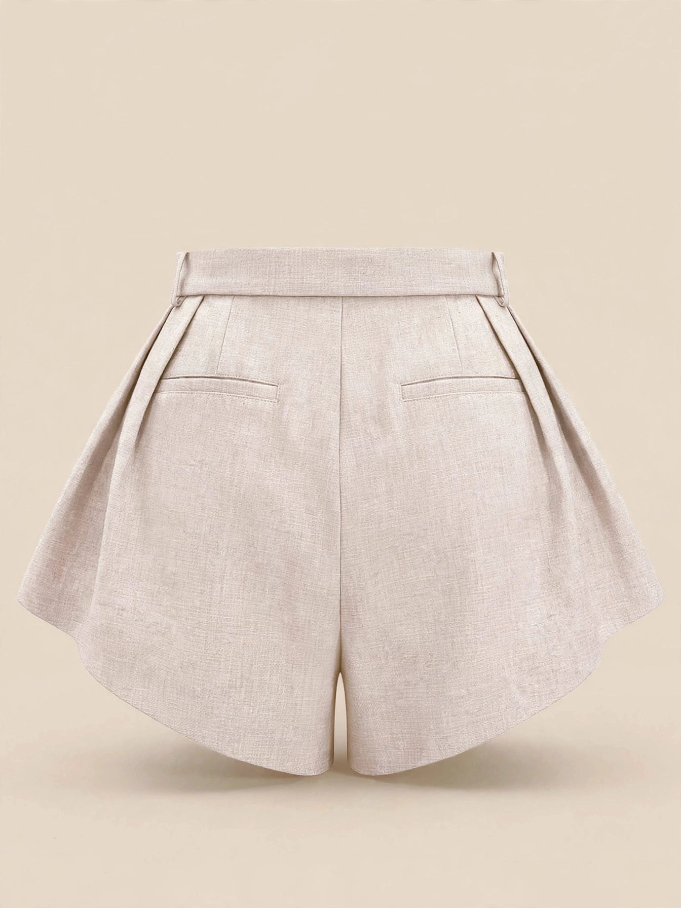 Pantaloni scurți cu talie înaltă - crem