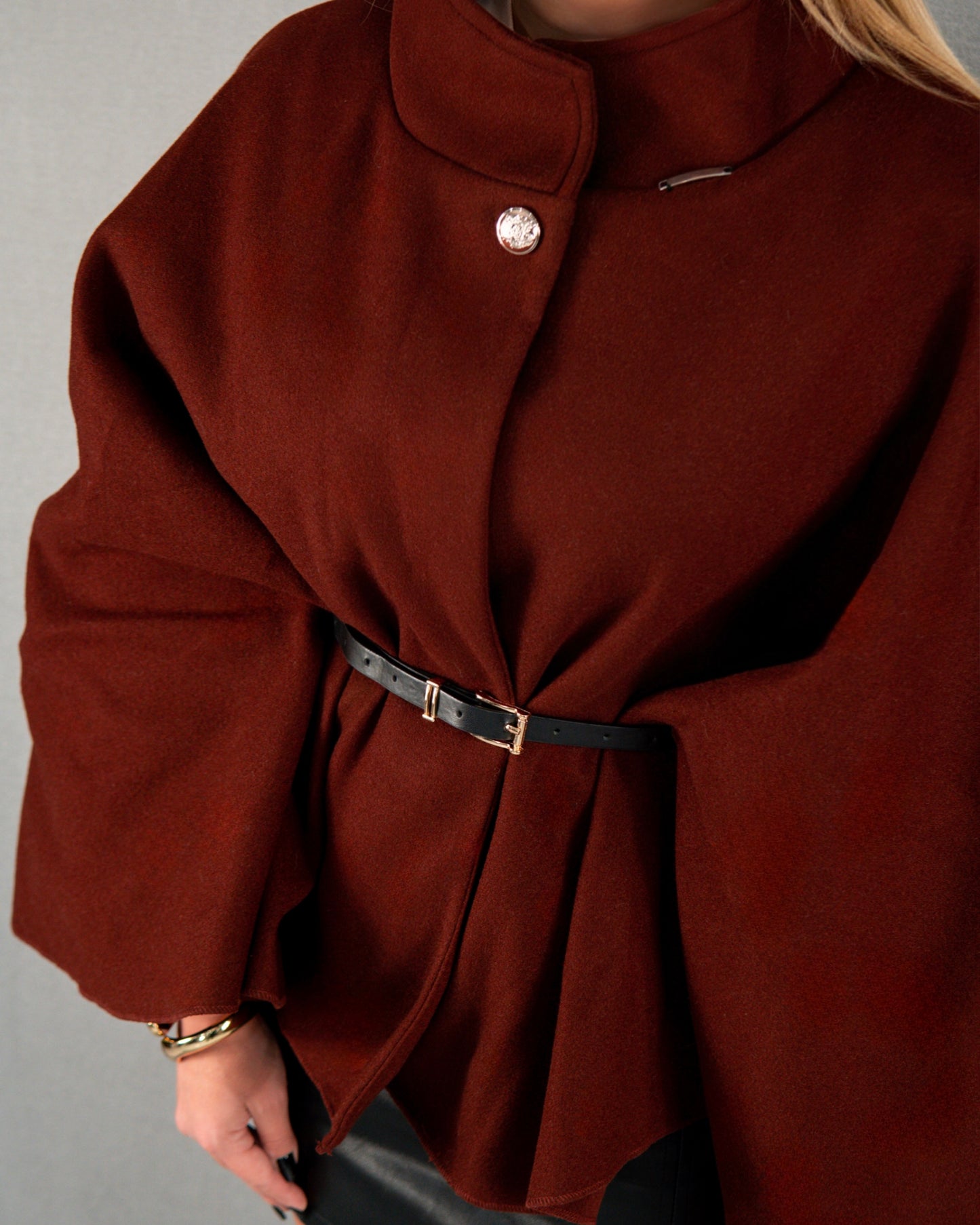 Trench reglabil și curea - vișiniu