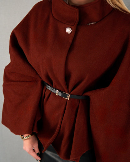 Trench reglabil și curea - vișiniu