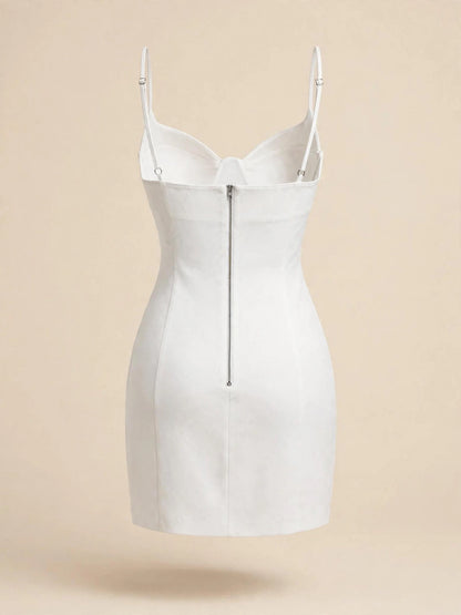 Rochie mini cu bretele ajustabilă - alb