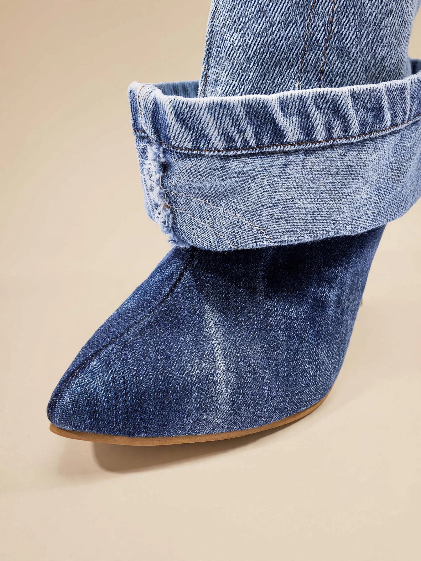 CARGO cizme cu toc - denim deschis