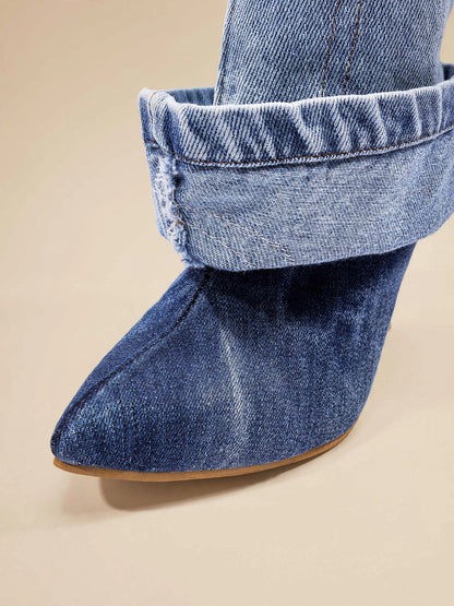 CARGO cizme cu toc - denim deschis