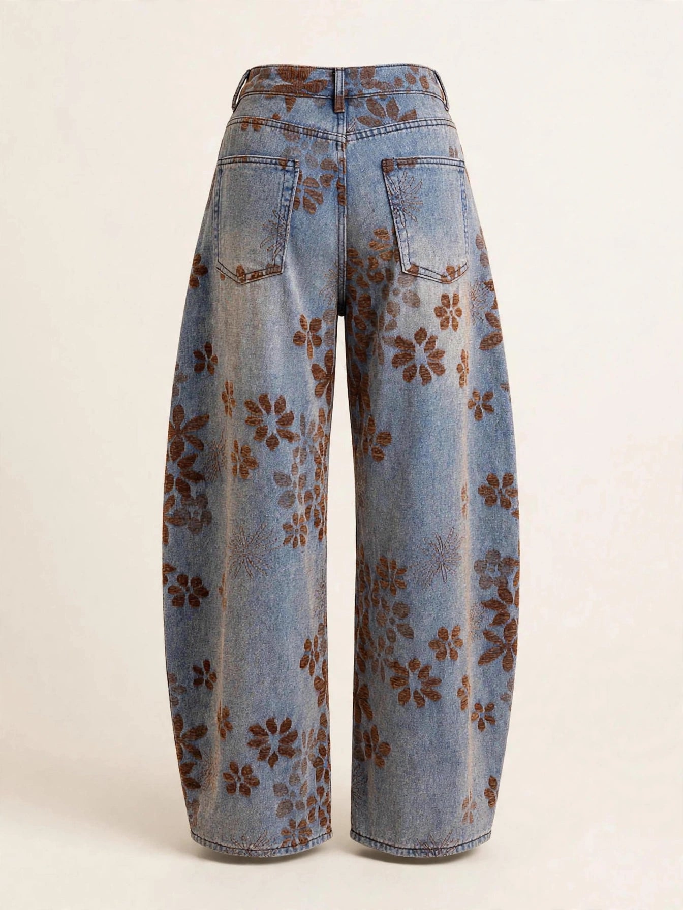 Compleu din 2 piese, body și pantaloni denim - maro