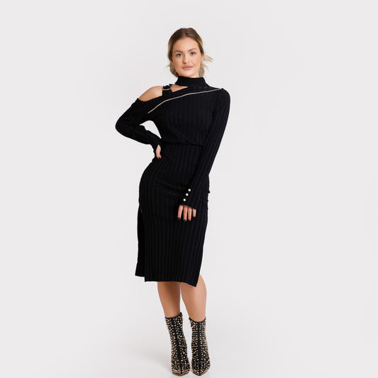 Rochie crapata pe picior - neagra