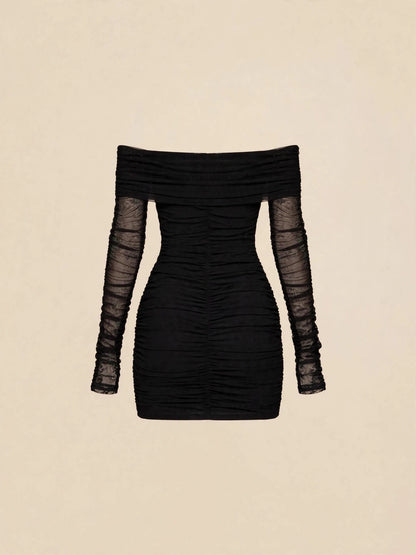Rochie mini cu accesorii aurii - negru