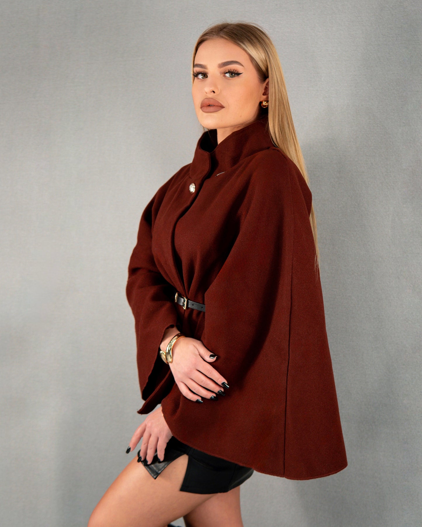 Trench reglabil și curea - vișiniu