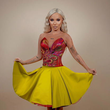 Rochie din 2 piese: corset si fusta scurta – roșu
