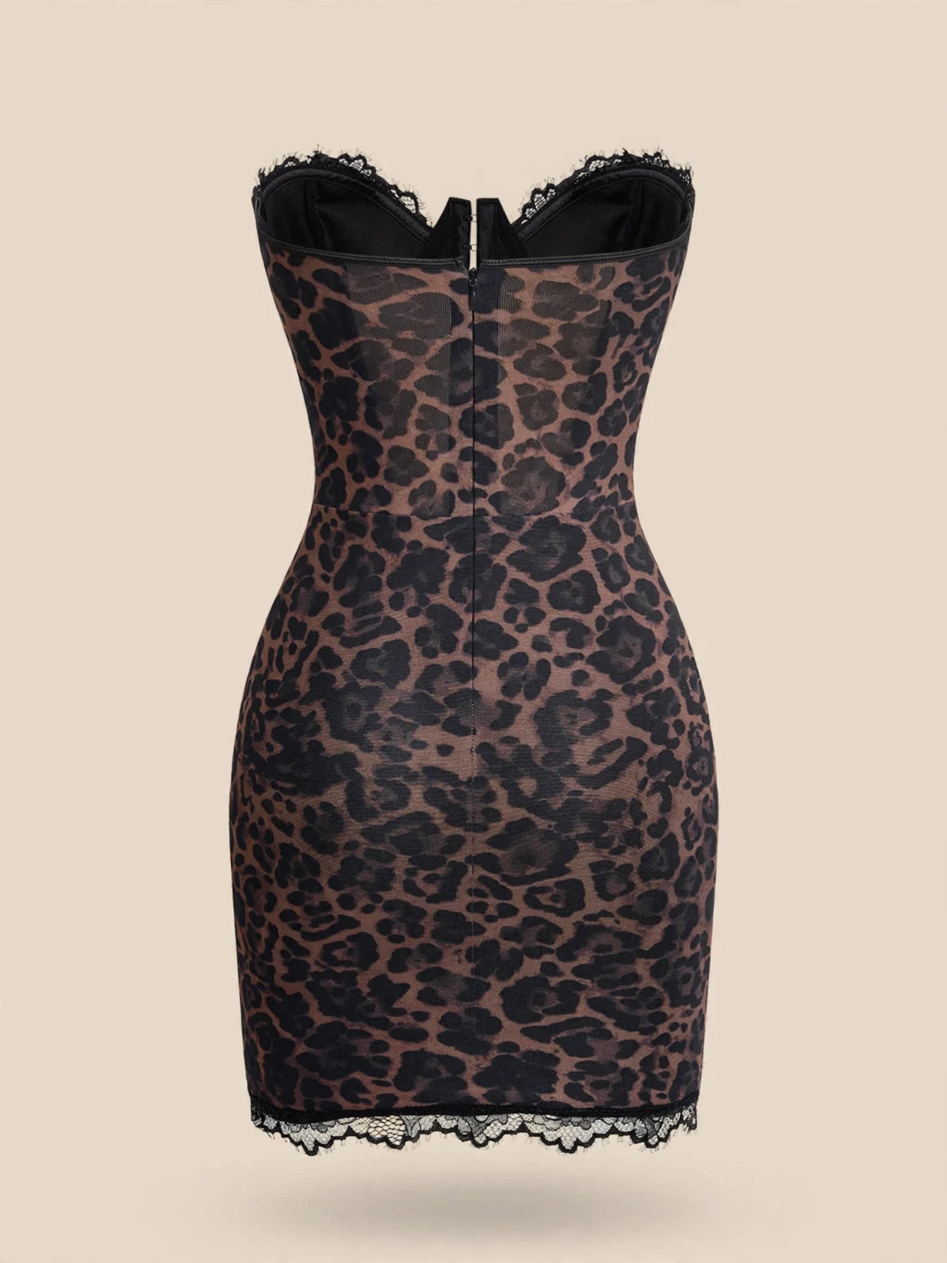 Rochie mini corset cu dantelă - leopard