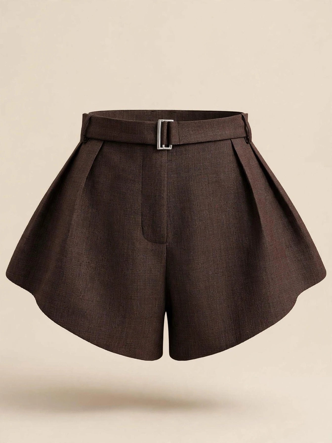 Pantaloni scurți cu talie înaltă - maro